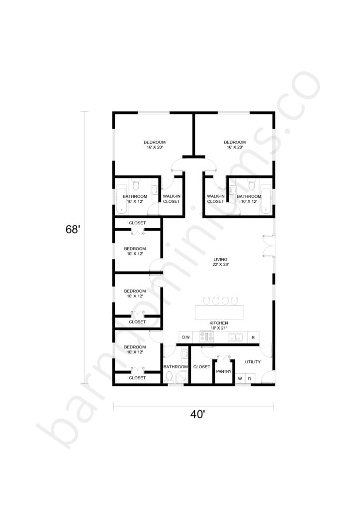 5 bedroom barndominium floor plan