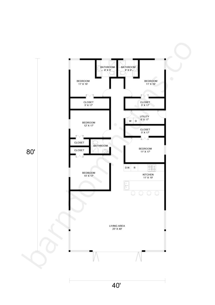 5 bedroom barndominium floor plan