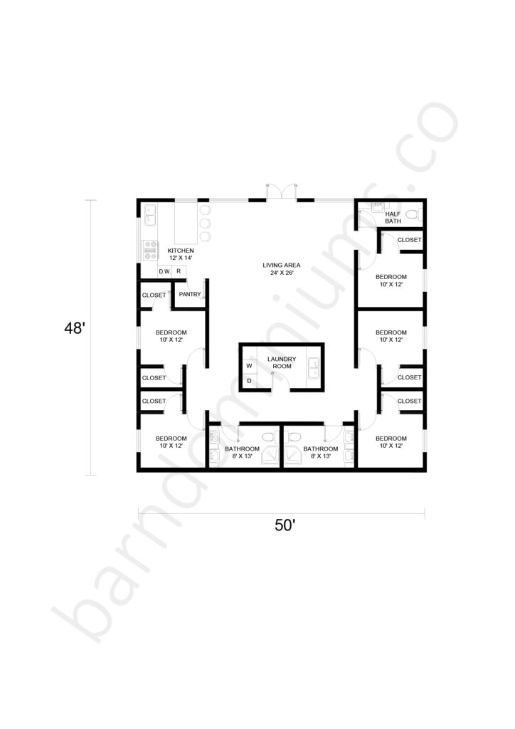 5 bedroom barndominium floor plan