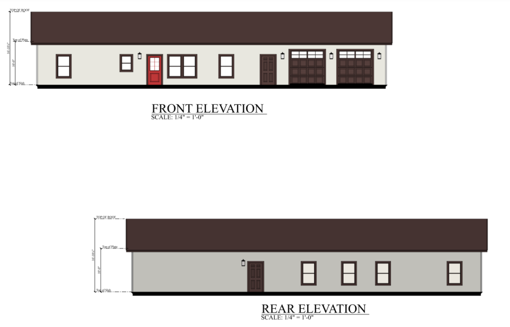 PL-61002 Penny Barndominium Front & Rear Elevation