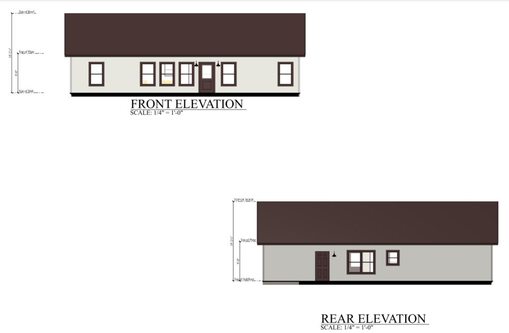 PL-62302 Greenway Barndominium Front & Rear Elevation