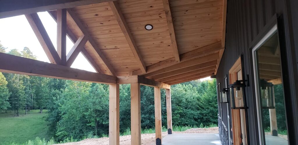 Brandon Carroll's Stunning Home/Shop in Lawrenceburg, Tennessee peaked patio roof