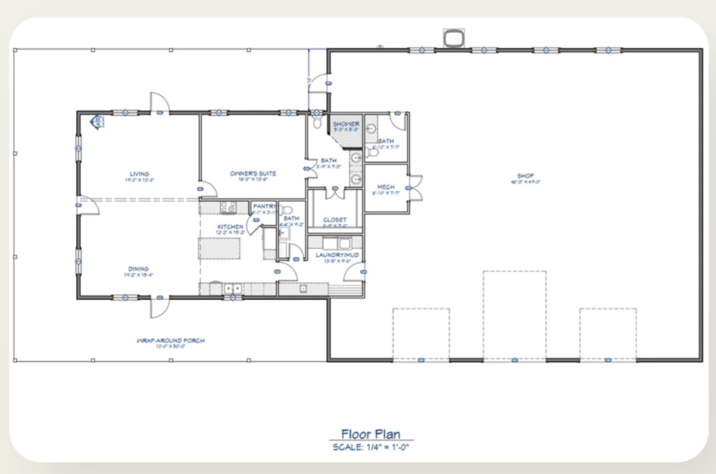 single-story barndominium floor plans