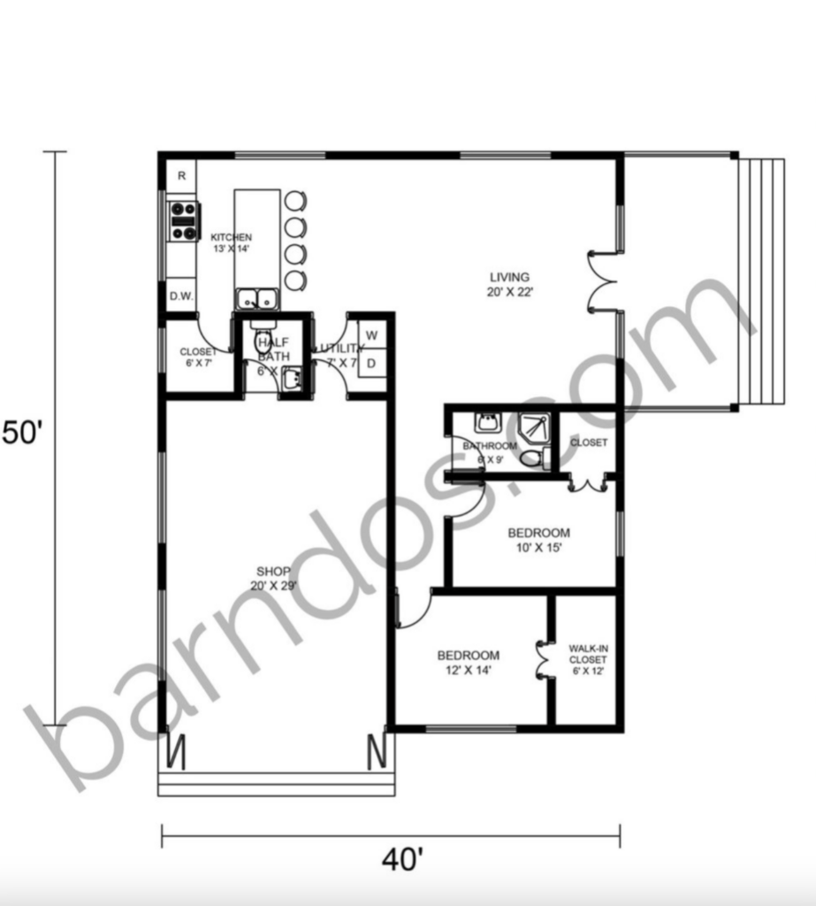 40x50 barndominium floor plans