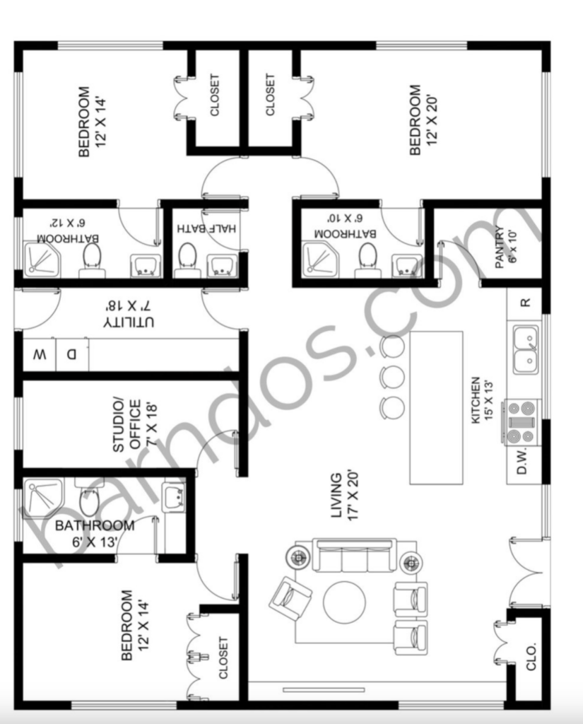 40x50 barndominium floor plans