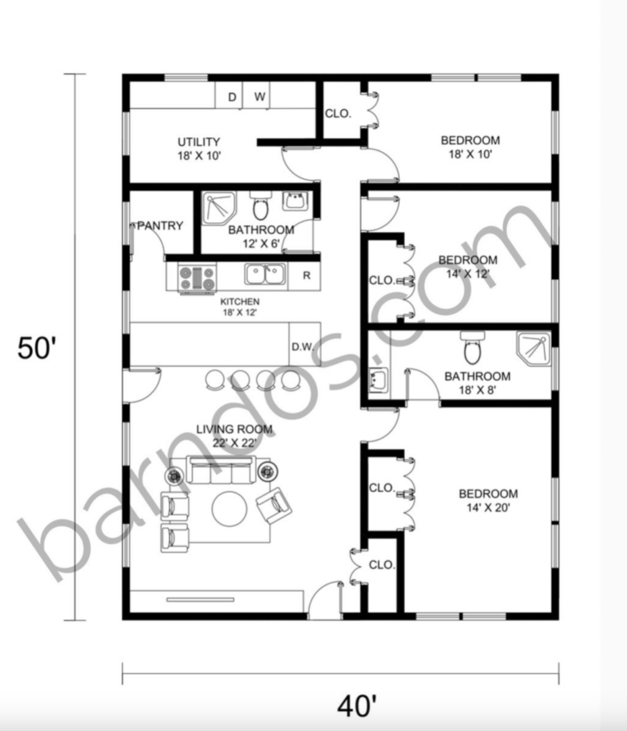 40x50 barndominium floor plans