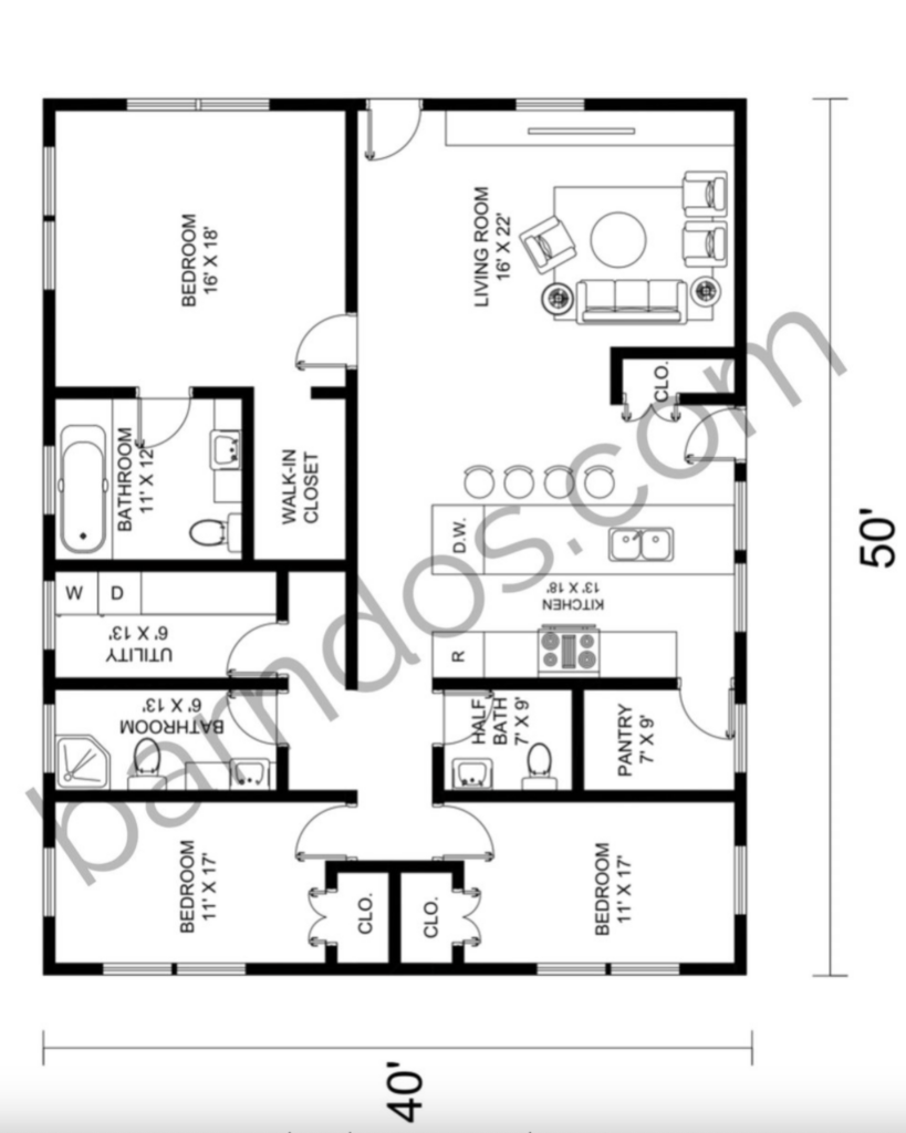 40x50 barndominium floor plans