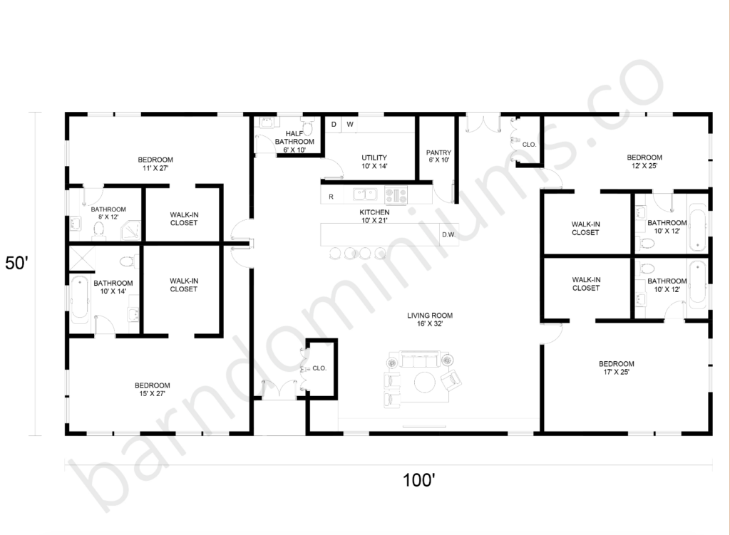 8 Incredible 50x100 Barndominium Floor Plans